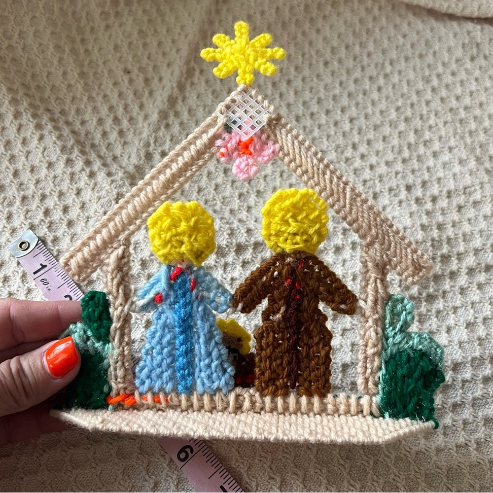 Vintage Christmas Nativity Joseph Mary‎ Jesus Needlepoint Canvas - Picture 5 of 6